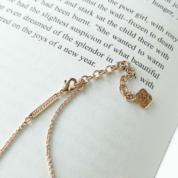 NEW KENDRA SCOTT Elisa Iridescent Drusy Rose Gold Pendant Necklace AUTHENTIC - Picture 2 of 3